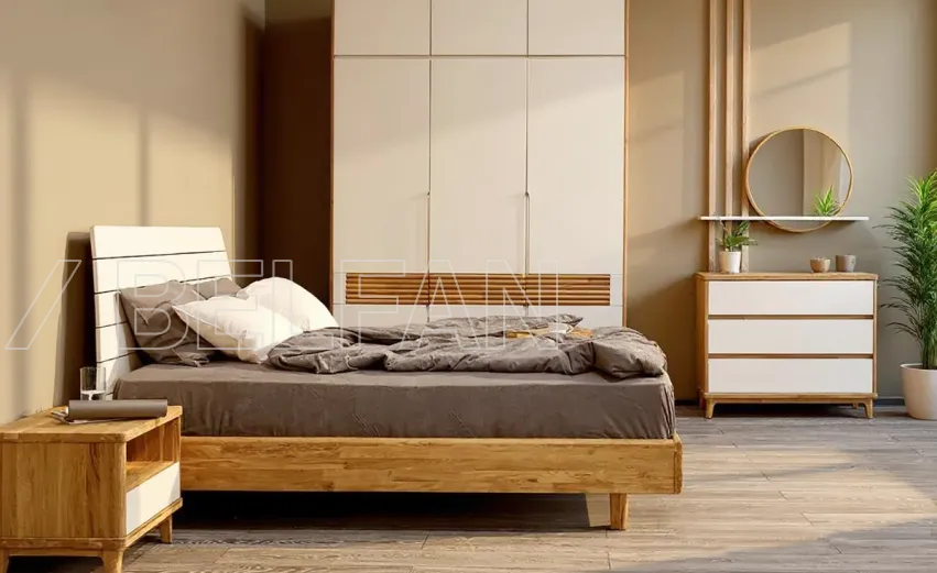 Спальня «Wallstreet» #3. Цвет: бейц-масло + белый Спальня «Wallstreet» #3