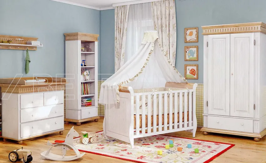 Детская «Мальта-Хельсинки» #1. Цвет: белый воск + антик Детская «Мальта-Хельсинки» #1