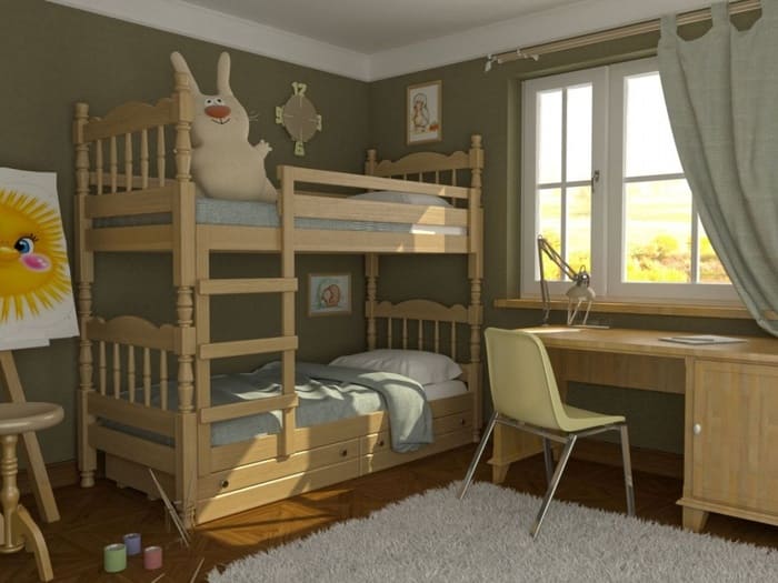 Кровать в детскую комнату для двоих мало места